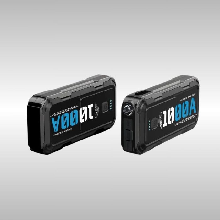 Stay prepared on Norway's roads with our GK-J1201 Jump Starter 12V (1000A). Compact and portable, featuring a capacity of 3.7V/10000mAh (37Wh) and Type-C input with QC18W. With LED lighting functions and safety features, it's suitable for gasoline engines up to 5.0L and diesel engines up to 3.5L. Be ready for emergencies with confidence.
